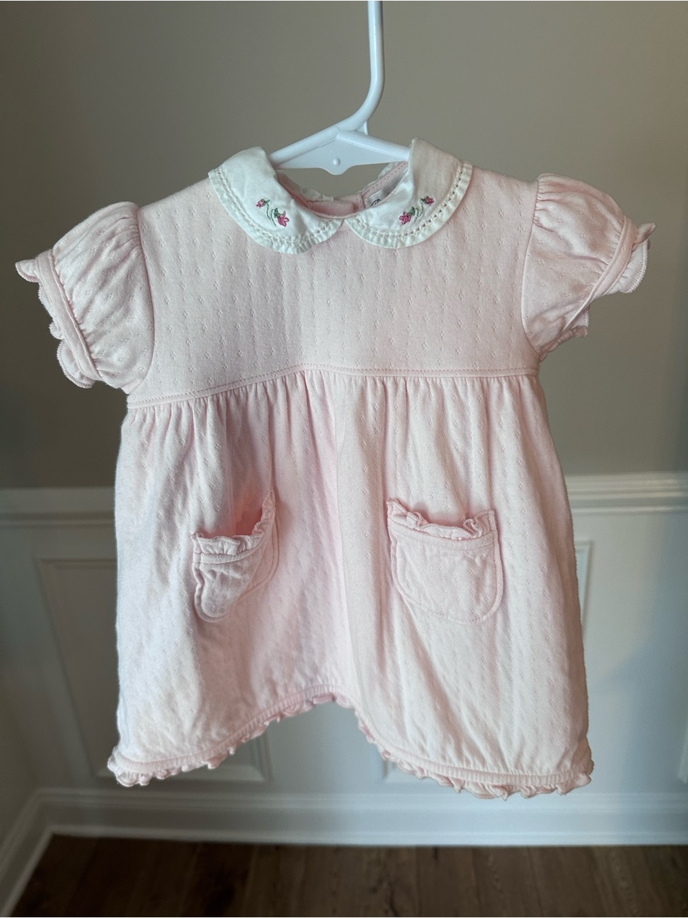 Ralph Lauren Short Sleeve Pointelle Dress with Peter Pan Collar size 6 Months